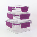 3-piece airtight square food container set, ideal for leftovers
