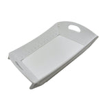 A white foldable serving tray is shown unfolded at an angle against a white background.