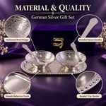 Silver-Plated Brass Bowl Set with Elegant Serving Tray & Velvet Gift B