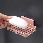Wall stick-on rectangular soap dish tray for bathroom use