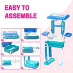 Front view of the premium doctor set trolley, ready for little medics.