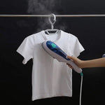 Portable Garment Steamer in use, quickly removing wrinkles from clothing.