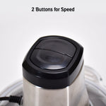 All components of the electric meat grinder laid out, including the non-slip mat and lid.