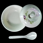 32-piece plastic dinner set showing a complete collection of tableware.