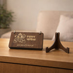 Side profile of compact wooden Hanuman Chalisa flip book