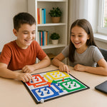 Hand holding the compact and lightweight Pocket Ludo game, highlighting its portability.
