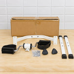 Actual product components and brown box packaging