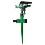 Pro spin impact lawn sprinkler in operation providing even watering