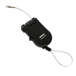 The combination cable lock displayed with its packaging and user manual for easy setup.