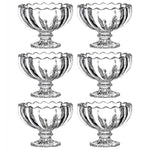 Set of glass ice cream bowls presented in a stylish printed gift box, ideal for gifting.