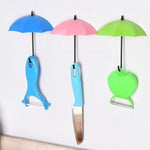 Assorted umbrella key holders, perfect for home organization and decor.