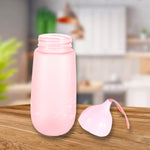 Side view of the wide body plastic water bottle, emphasizing its unique and ergonomic design.