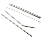 The included cleaning brush for easy maintenance of the reusable stainless steel straws.