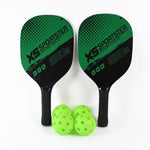 Four durable plastic perforated pickleball balls designed for controlled flight