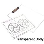Portable transparent exam pad with ruler, perfect for on-the-go study.