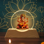 Wooden base and acrylic plate of 3D Lord Ganesha LED night lamp