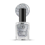 OG Beauty Starlight Silver Nail Polish showing glossy glitter nail color