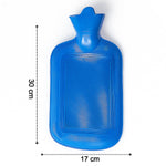 Pair of red and green Rubber Hot Water Bags, ideal for winter comfort.