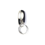 Side view of metal carabiner keychain with secure lock