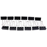 12 piece set of large 51 mm black binder clips for office use
