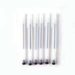 Black gel pen from six-pack featuring lightweight transparent body