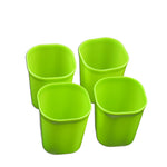 Stackable and lightweight plastic drinking glasses in a set of four.