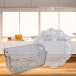 Floral pattern plastic serving tray as part of plates set