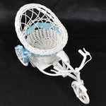 Side view of bicycle plastic flower pot stand for indoor use