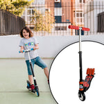 Side view of the kids scooter highlighting its adjustable handlebar height feature.