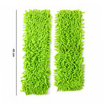 Flexible microfiber mop head maneuvering around furniture for thorough cleaning.
