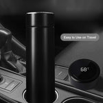 Side view of the smart temperature display water bottle.