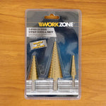 Assortment of HSS steel step drill bits in various sizes for precision hole cutting.