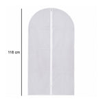 Visual illustrating the 118 cm length of the suit cover for long garments.