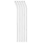 Sleek design of reusable clear glass straws, eco-friendly and dishwasher safe
