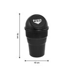 Space-saving car dustbin for convenient garbage disposal in any vehicle.