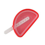 Refreshing watermelon-shaped popsicles cooling in the freezer.