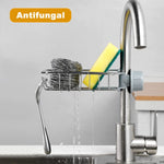 Neatly organized kitchen sink using stainless steel sink caddy holder