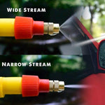 Garden spray nozzle efficiently watering plants in a home garden.