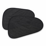 Two black, oval-shaped mesh car window sun shades with a flexible frame on a white background.