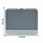 Close-up view of self-draining tray soap holder for wash basins