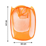 Folded lightweight and portable mesh laundry basket for space-saving storage