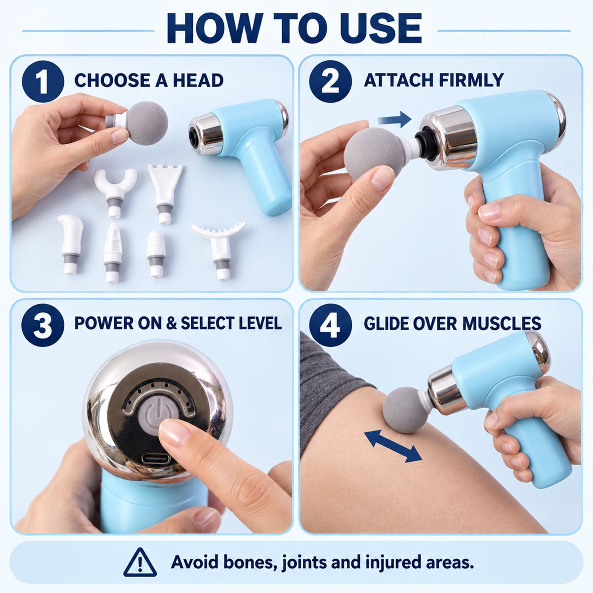 Sixth interchangeable head attachment for the mini massager gun