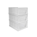 Stackable 3-layer closet organizer, perfect for efficient wardrobe clothes storage and decluttering.