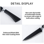 Stylish stainless steel kitchen knife set displayed with all accessories.