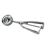 Ergonomic handle and durable design of the stainless steel ice cream scoop.