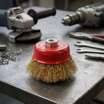 Gold wire brush used for metal cleaning and polishing