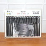Marker pen set display showing refill sticks alongside the 20 refillable black marker pens
