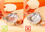 Stainless steel dough mold creating a crisp edge for pastries.