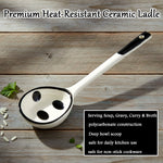 Close-up of 17cm polycarbonate soup ladle bowl and handle