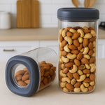 Food storage container with twist-lock lid keeping contents fresh